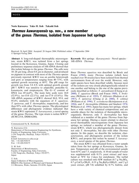 Thermus kawarayensis sp. nov., a new member of the genus